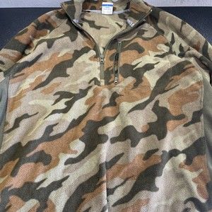 STARTER Vtg Camo Camouflage 1/4 Zip Fleece Pullover Sweater MEN'S L